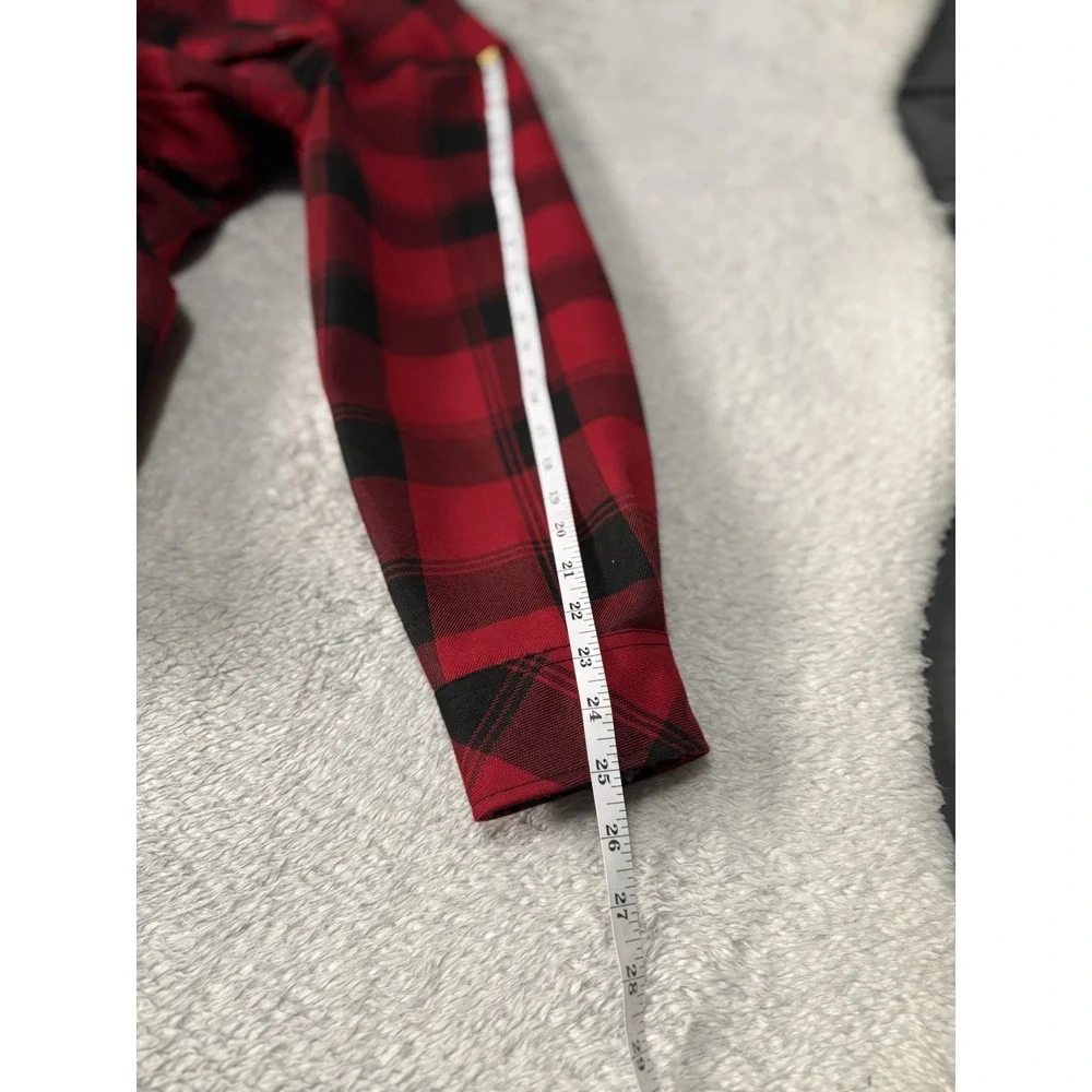 Dickie's Fleece-Lined Shacket Mens L Red Buffalo Plaid Snap Front Shirt Jacket